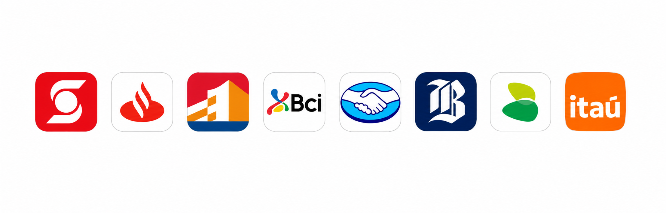 Métodos de pago disponibles: Scotiabank, Santander, BancoEstado, Bci, Mercado Pago, Banco de Chile, Banco Falabella e Itaú